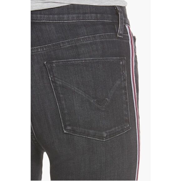 Hudson Jeans Barbara High Rise Track Stripe Super Skinny Jeans in Dark Raven - Picture 8 of 16